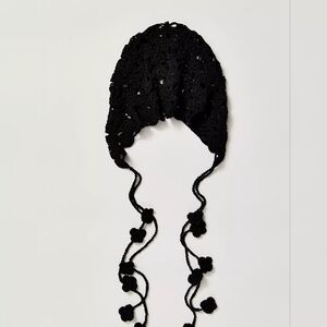 NWT Free People Crochet Bonnet- BLACK